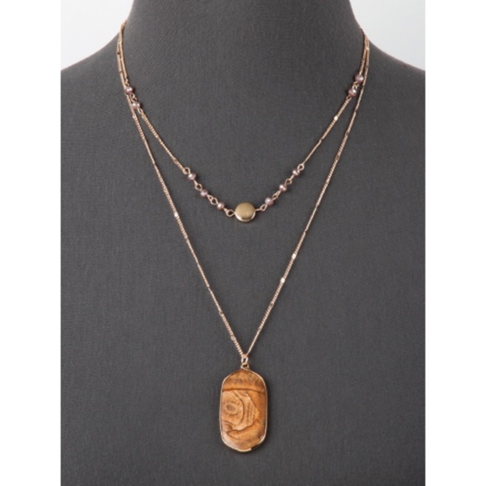 Layered semi precious stone necklace